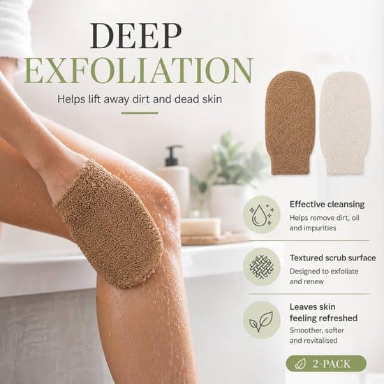 2-pak bambusfiber eksfolierende badehansker - beige/brun
