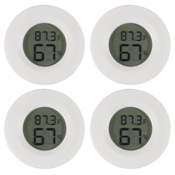 4-pack mini digital LCD-termometer och hygrometer för reptiler (vit)