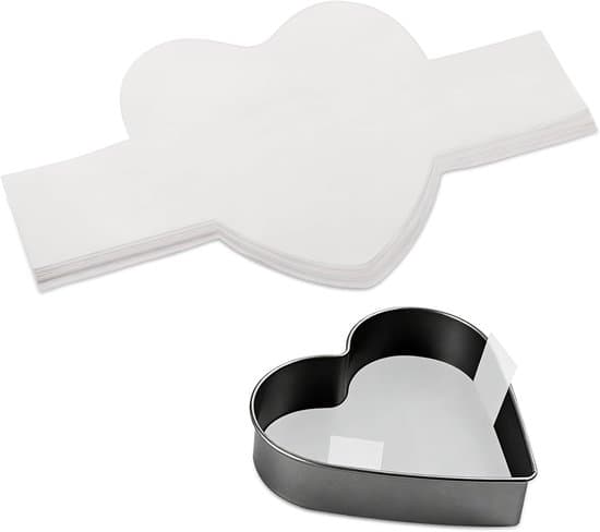 60 ark 20 cm hjärtformat non-stick bakplåtspapper med dragflikar, vit
