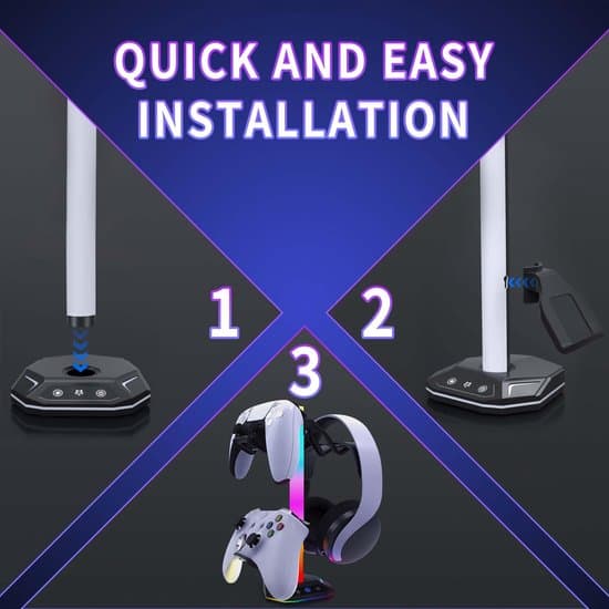Tilbehørsopbevaringsstativ - Flere RGB-lystilstande - Skridsikkert design - Spilcontrollerstativ til Xbox - PS5 - PS4 - Nintendo Switch