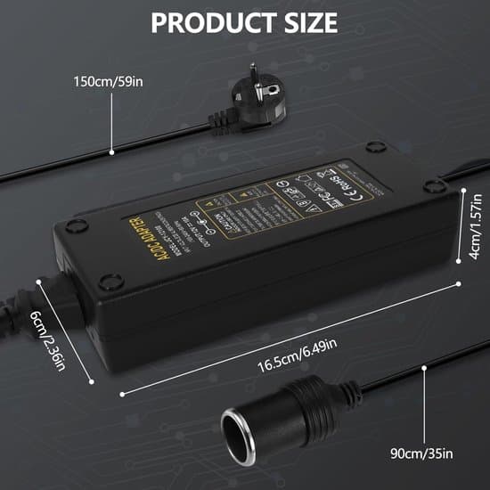 Bilstrømadapter - Konvertertransformator - Køledækpumpe - 120W 10A - 240V til 12V