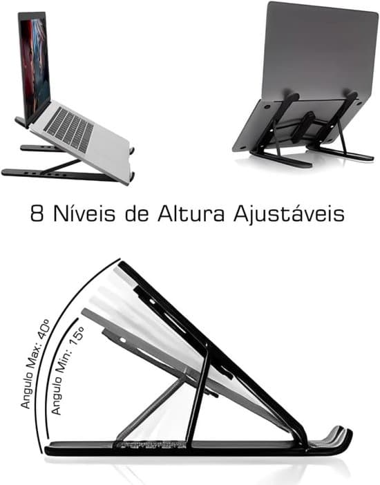 Sammenklappeligt laptopstativ, justerbart tabletstativ (farve: sort)