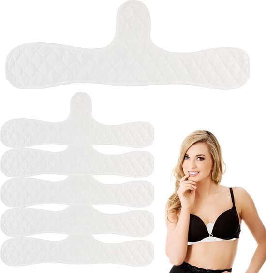 6-pack återanvändbara svettabsorberande dynor i bomull under bröstet, vit