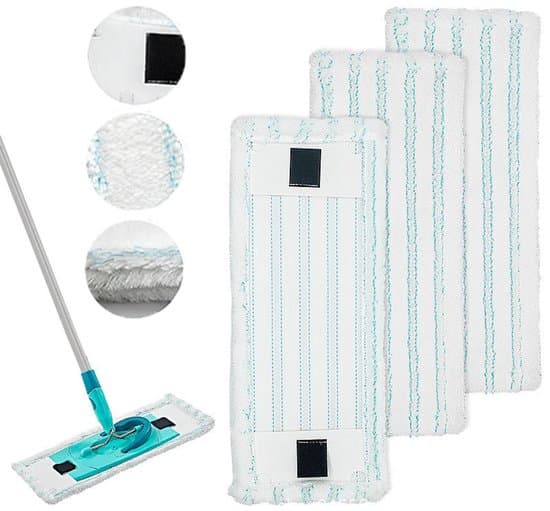 3-delad moppbytesförpackning, mikrofiber våt- och torra dukar, för släta golv, trä, sten, kakel - Vit