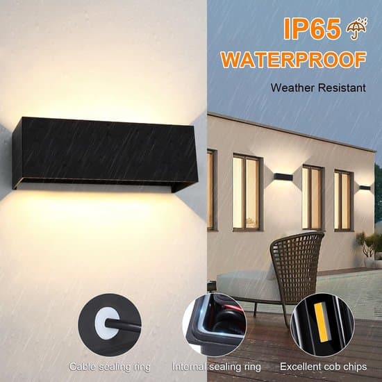 Puutarhan seinävalaisin, 30W LED ulkoseinävalaisin, IP65 vedenpitävä, Musta