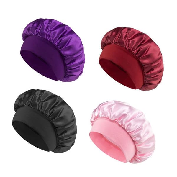 4 sovmössor i satin