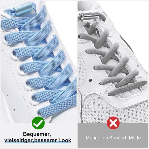 5 par elastiske flade snørebånd med spænder, snørebånd uden binding, velegnet til alle sko, sort