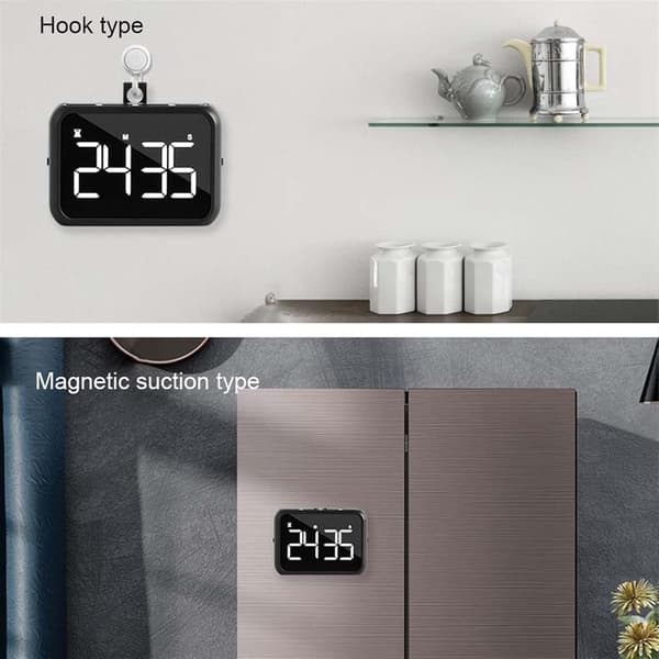 Køkkentimer/tidsstyring til studerende, nedtællingstimer til bageundervisning, LED-displaytimer (sort).