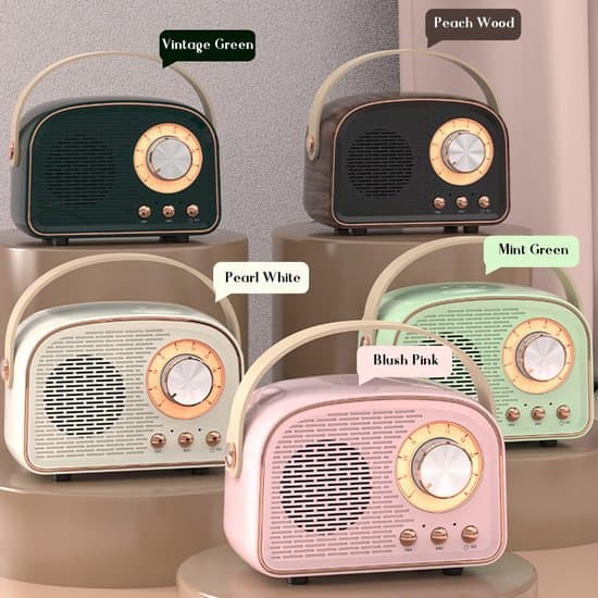 Langaton retrokaiutin, Mini Bluetooth 5.0, FM-radio, mintunvihreä