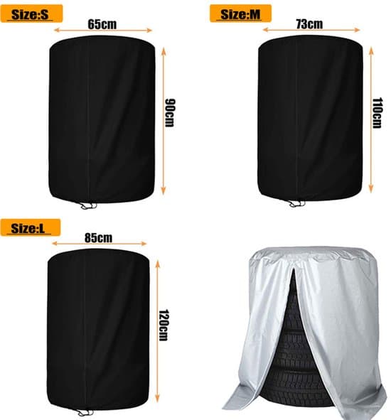 Kraftig förvaringsväska för däckskydd - Däckskydd - 85*120 cm - Universal - Vinterdäckskydd - Silver - L