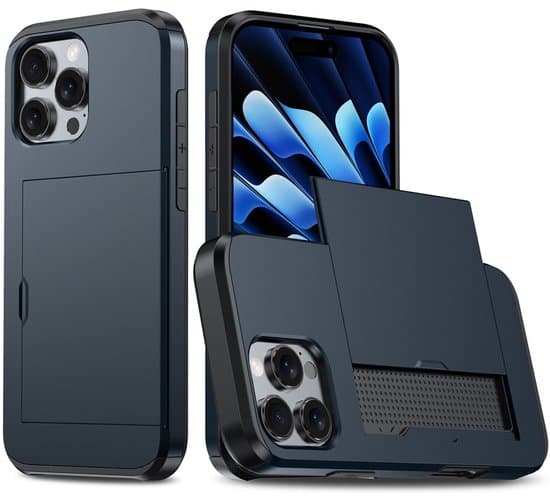 Dubbelskiktat robust stötsäkert plånboksfodral för iPhone 15, 16 Pro och 16 Max Plus