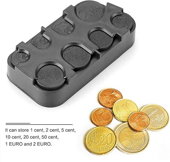 8-rums Euro Mønt Organizer/Dispenser - Sort