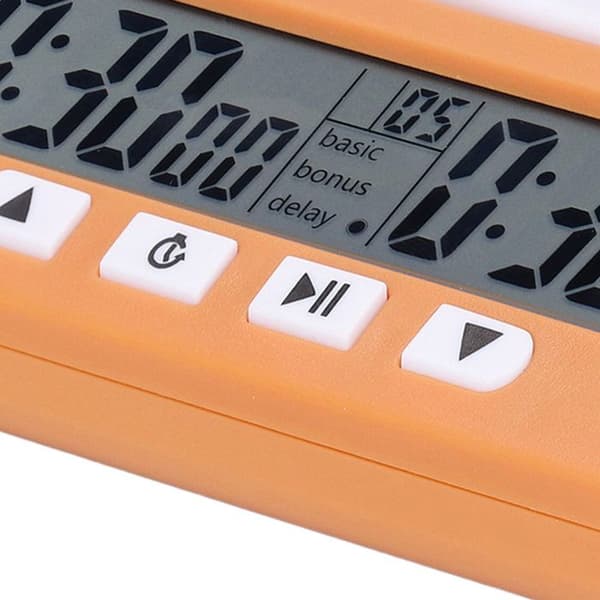Digital schacktimer, schackklocka, digital timer, bärbar timer, professionell speltimer, gul