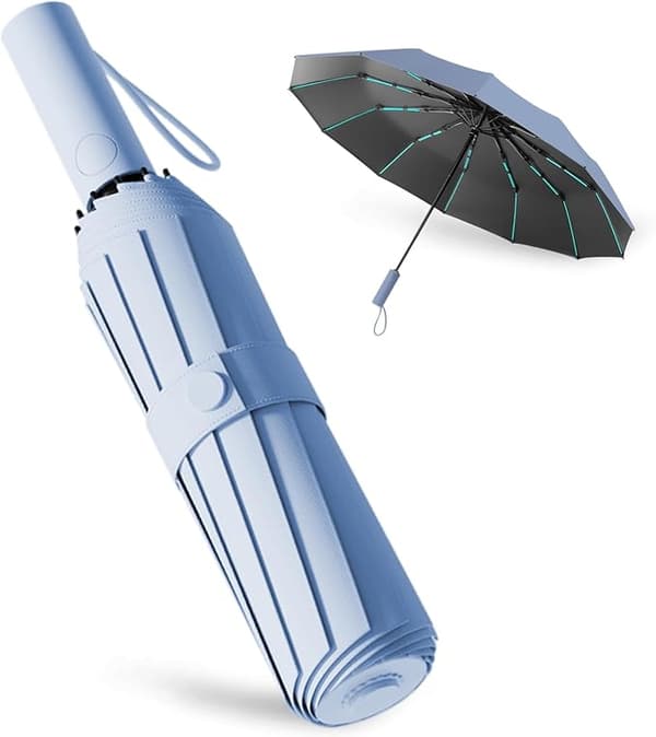 Automatisk åbning og lukning parasol - blå