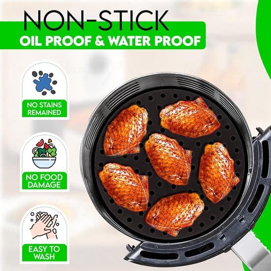 20 cm runda perforerade silikonmattor för airfryer, 2-pack, non-stick
