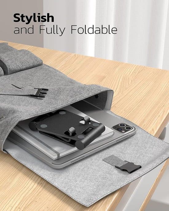 Sammenfoldelig telefon-/tabletstander - aluminiumslegering - sølv