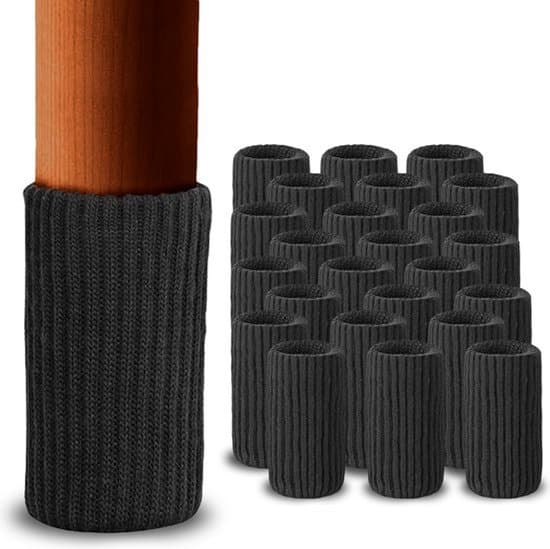 Stolsbensskydd - Stolsbensöverdrag - Golvskydd - Svart - 16-pack