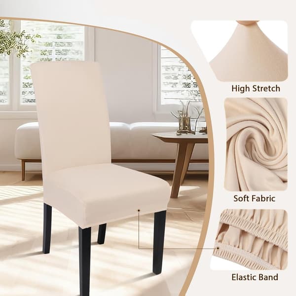 6-pack stretchiga spandex-stolsöverdrag för matsal (beige)