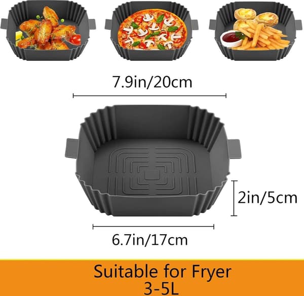 Silikone bageforme til airfryere - Bagepapirforme, silikoneforme, airfryer tilbehør, silikone bageforme (grå)