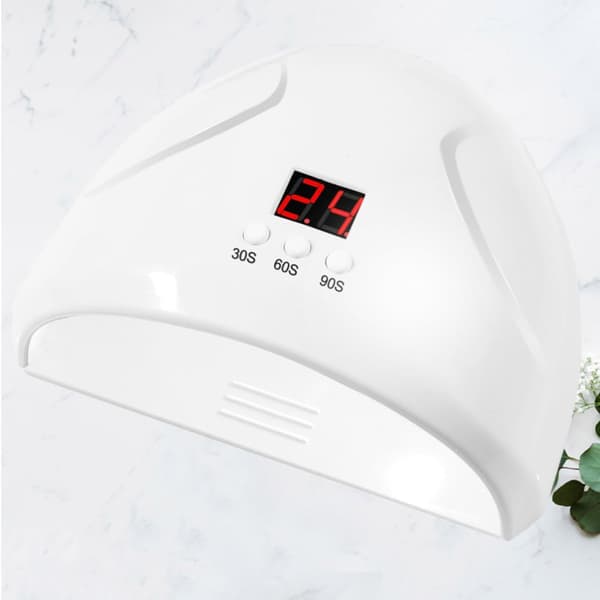 36W 12-LED nagellampa med timer, digital display, 3 timerinställningar - vit