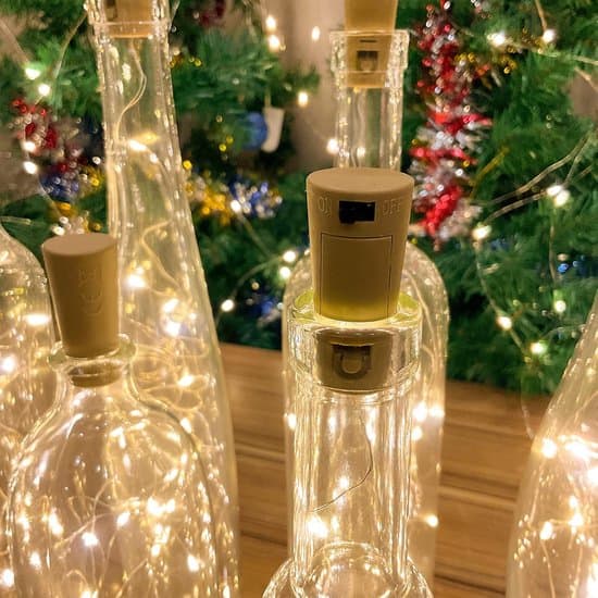 10-pack solcellsdrivna korkformade LED-ljusslingor för vinflaskor - 2m