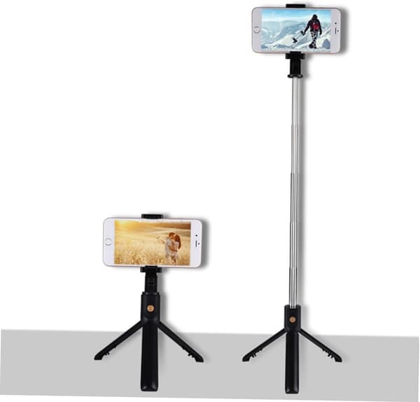 3-i-1 Selfiepinne, Utfällbart Bluetooth Mobiltelefonstativ