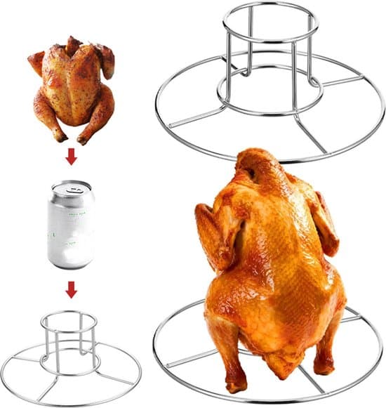 2-pak kyllingegrillstativ/sæde i rustfrit stål - BBQ/Ovn