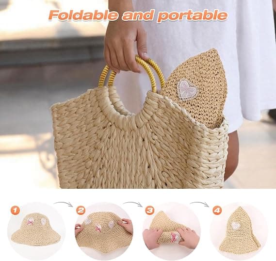 Dame stråhat, solhat, sommerstråhat, blød strandhat, dame sommer foldehat, luksusmode.