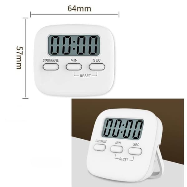 Kökstimer - Digital Display - Vit - Magnetisk Baksida - Multifunktionell - 6.4 x 5.7 cm