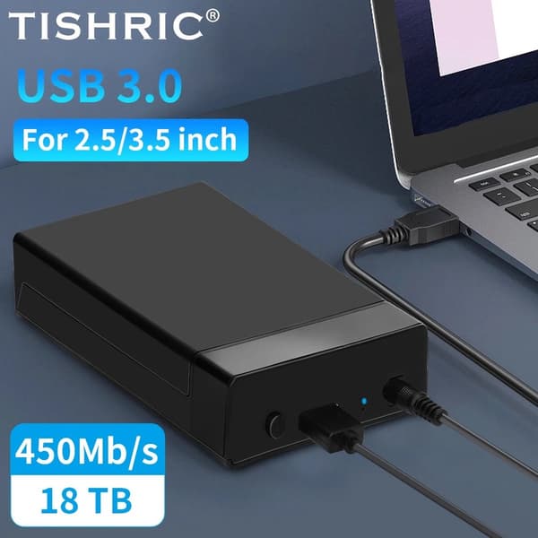 Ulkoinen kiintolevykotelo 2.5/3.5\" SSD/HDD, 5Gbps/s SATA–USB 3.0 -sovitin.