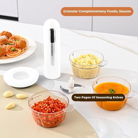 Trådløs USB-C Foodprocessor, 4-kops Minihakker med rustfri stålblade til køkken og camping