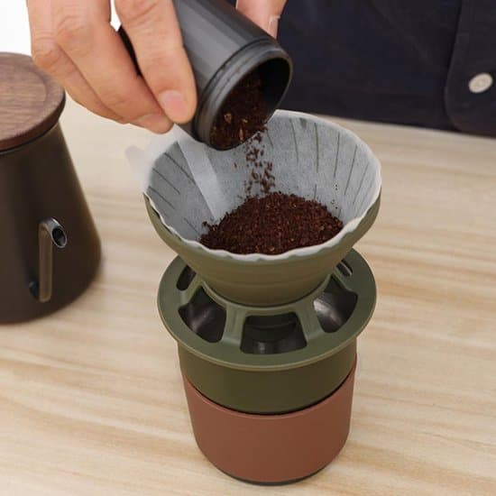 Sammenfoldelige kaffefiltre i silikone - Sort & Olivengrøn - Sæt med 2