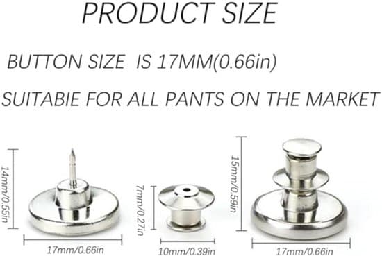 Utbytbara jeansknappar - 10-pack - Silver - 17mm
