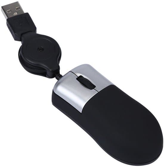 Mini optisk USB-mus med rullehjul til bærbare computere - Sort