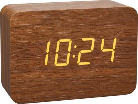 Digital Väckarklocka - Digital Väckarklocka i Trä - LED-Display med 3 Larm - 1 - Sovrum