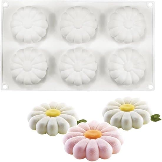 6-håls blomformad BPA-fri bakform i silikon - Vit