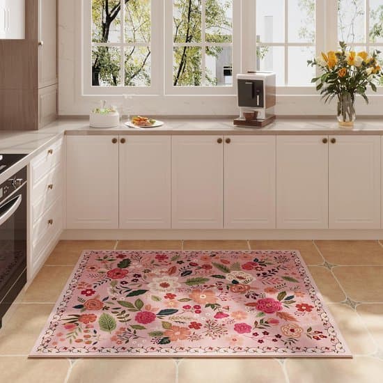 Tæppe - Blomstermønster - Pink - 40 x 60 cm