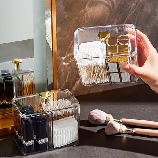 2-pack transparent Q-tips & bomullspinnehållare med lock för badrum