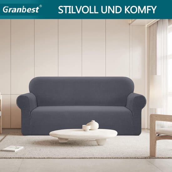Vattentätt sofföverdrag 1 stycke elastan jacquard elastiskt - halkfritt skum - 3-sits grå