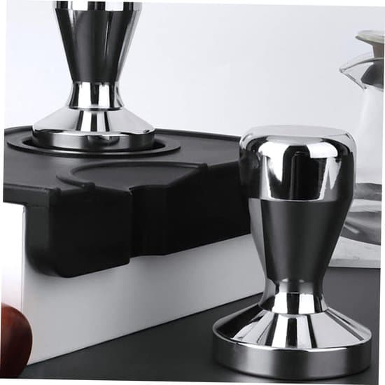Kaffetamper, espressokaffebönspressbas i rostfritt stål, espressotamper (silver (49 mm))