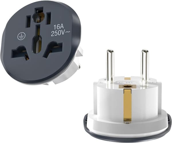 EU rejseadapter - 2-pak, tysk/britisk til EU-stik