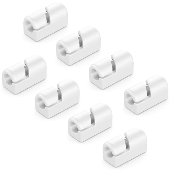 8-pack självhäftande kabelklämmor, kabelhantering, kabelorganisatör, vit