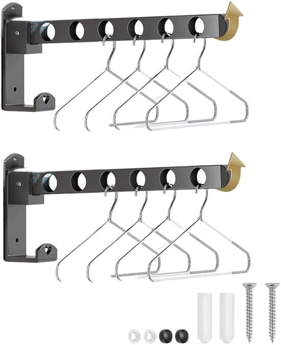 Klädkrokar - vikbara, 90° roterbara - 2-pack