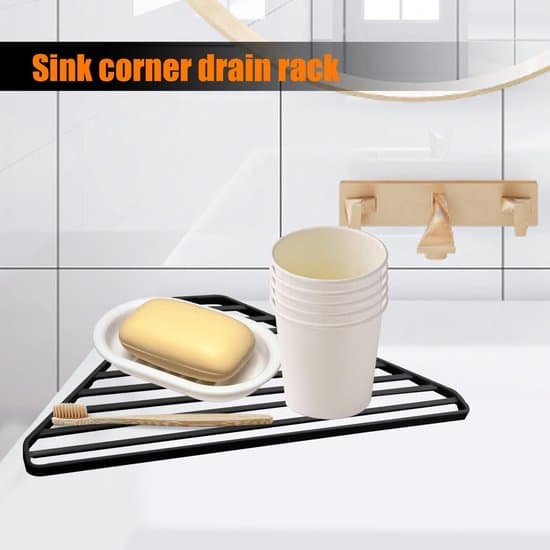 2 stycken rullbart diskställ, diskbänkshörn, triangulär diskbänk, gjutjärn, robust och hållbart, lämpligt för köket, svart