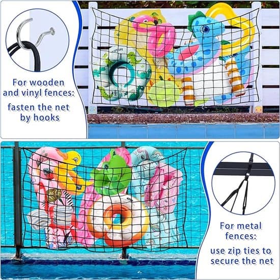 180x119cm Strandlegetøj/Pool Float Opbevaringsnet - Med Kroge/Bindebånd