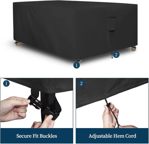 Sort 213*132*74CM Vandtæt Rektangulær Havemøbel Bord Stolebetræk