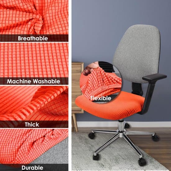 2-pack orange elastiskt halkfritt överdrag för kontors- och fåtöljer