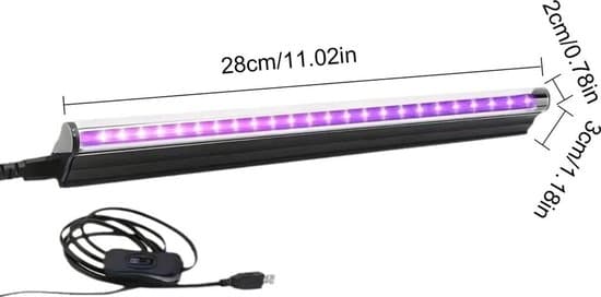 Sæt med 2 UV LED blacklights med USB-interface – Bærbare UV-lamper til fester og detektion