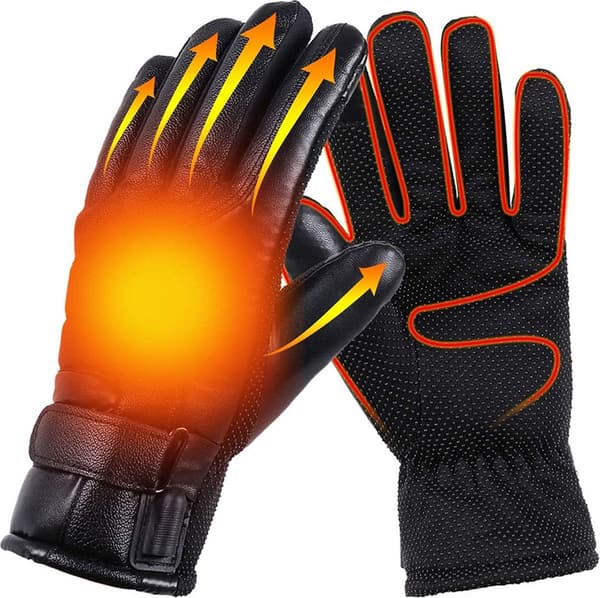 Opvarmede handsker, vandtætte, unisex, touchscreen-kompatible, vinterluffer, sorte