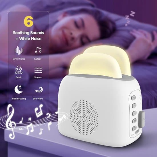 Vit brusgenerator, 3-i-1 babynattlampa med Bluetooth-högtalare och timer